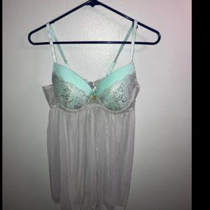Jessica Simpson Green Gray Babydoll Lingerie Top Medium